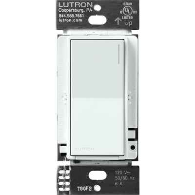 Lutron Sunnata On/Off Switch, 6A Lighting or 3A 1/10HP Motor, Single Pole/Multi-Location, ST-6ANS-GL, Glacier White