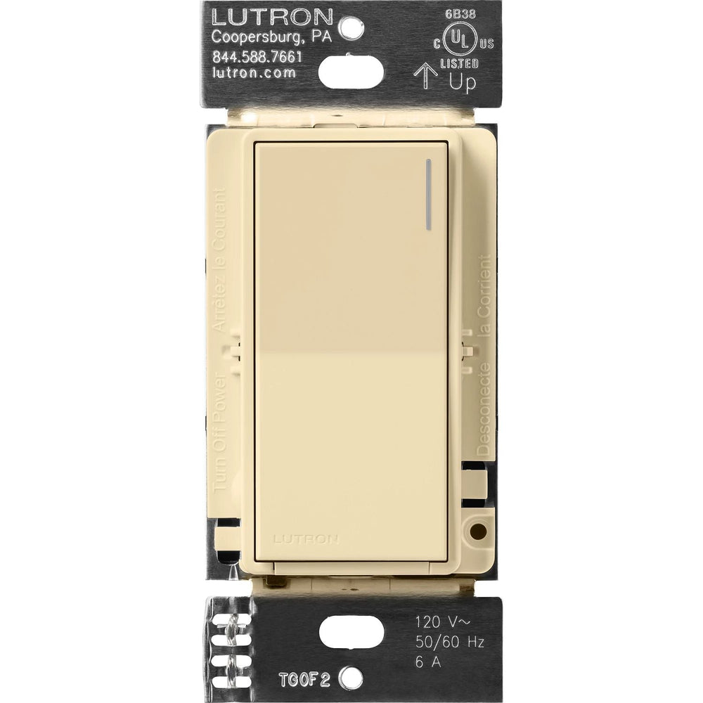 Lutron Sunnata On/Off Switch, 6A Lighting or 3A 1/10HP Motor, Single Pole/Multi-Location, ST-6ANS-IV, Ivory