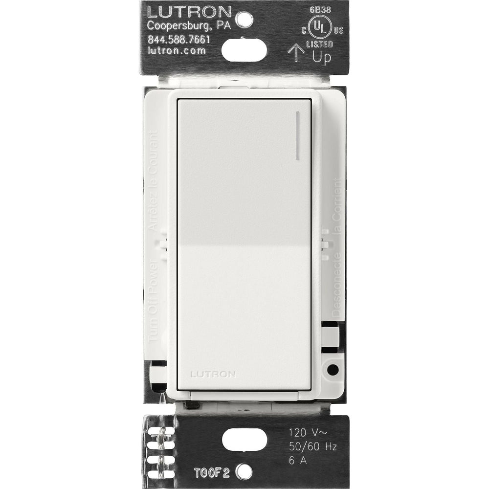 Lutron Sunnata On/Off Switch, 6A Lighting or 3A 1/10HP Motor, Single Pole/Multi-Location, ST-6ANS-RW, Architectural White