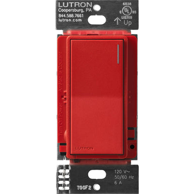Lutron Sunnata On/Off Switch, 6A Lighting or 3A 1/10HP Motor, Single Pole/Multi-Location, ST-6ANS-SR, Signal Red