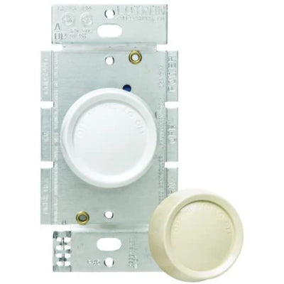 Lutron Rotary Fan Control, 2A, Includes 2 Rotate On/Off Knobs (1 WH, 1 IV), Single Paddle Fan, Single-Pole, 120V, FSQ-2FH-DK