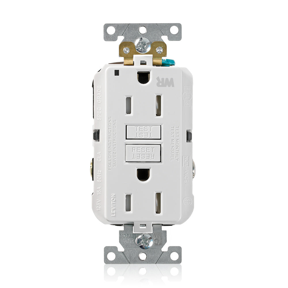 Leviton G5262-WTW 15 A & 20 A Feed-Through 125 VAC GFCI Receptacle White
