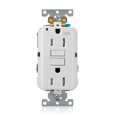 Leviton G5262-WTW 15 A & 20 A Feed-Through 125 VAC GFCI Receptacle White