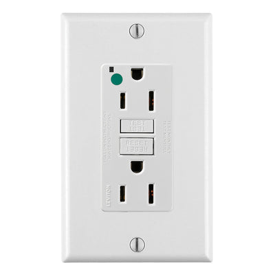 Leviton GFNT1-HGW 15 A & 20 A Feed-Through 125 VAC GFCI Receptacle White