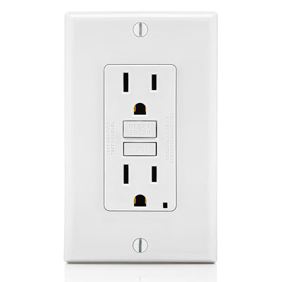 Leviton GFNT1-MW 15 Amp, 125 Volt Receptacle/Outlet, 20 Amp Feed-Through, Self-test SmartlockPro Slim GFCI