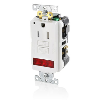 Leviton GFPL1-PLW 15 A & 20 A Feed-Through 125 VAC GFCI Receptacle White