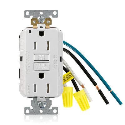 Leviton GFTR1-5LW 15 A & 20 A Feed-Through 125 VAC GFCI Receptacle White