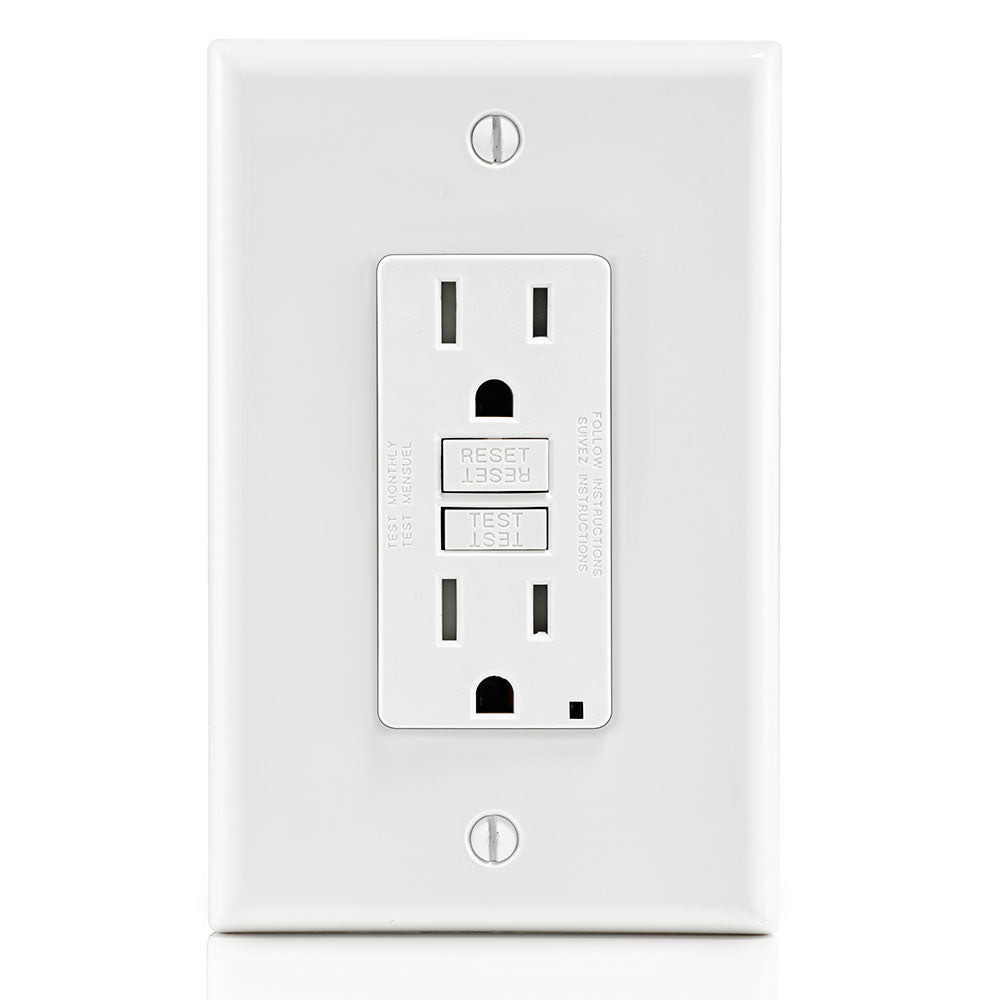 Leviton GFTR1-MW 15 Amp, 125 Volt Receptacle/Outlet, 20 Amp Feed-Through, Tamper-Resistant, Self-test SmartlockPro