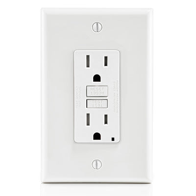 Leviton GFTR1-MW 15 Amp, 125 Volt Receptacle/Outlet, 20 Amp Feed-Through, Tamper-Resistant, Self-test SmartlockPro