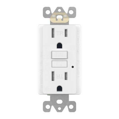 15A GFCI Tamper Weather-Resistant Outlet, Self Testing, Self Grounding with LED Indicator Light