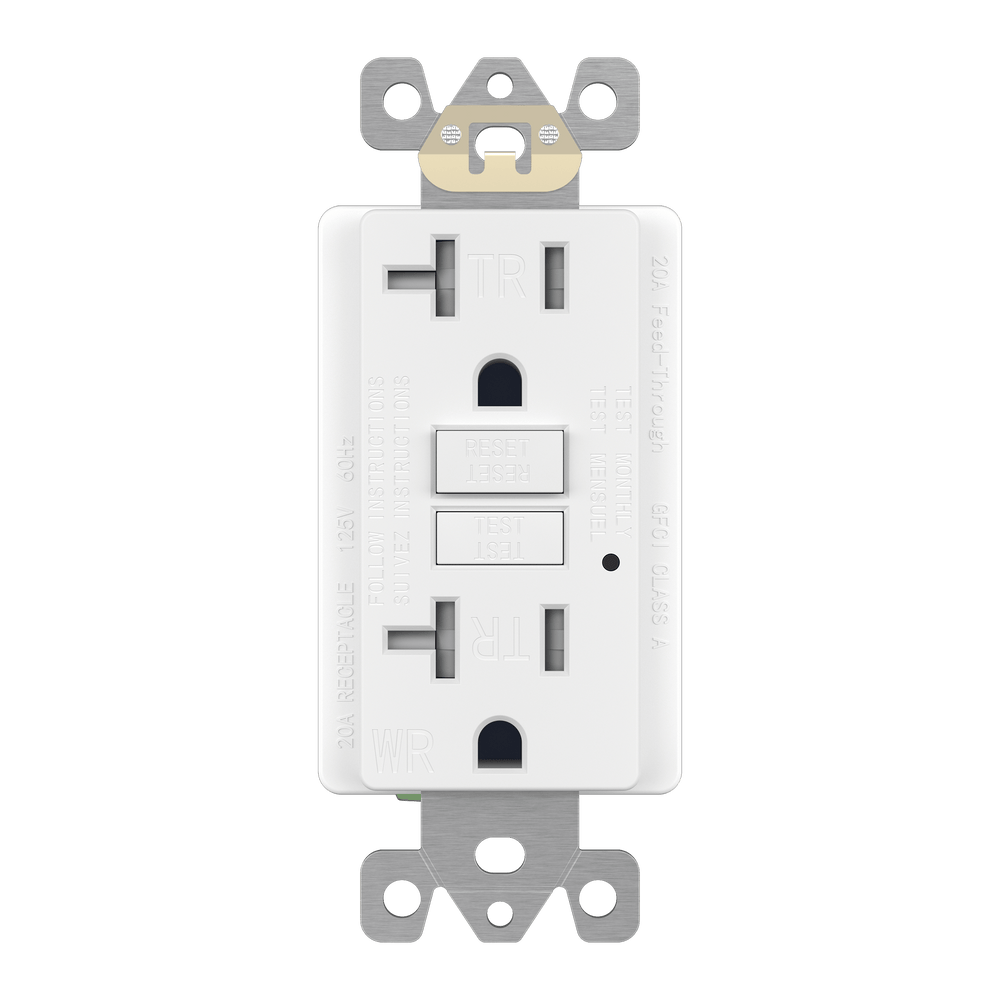 20A GFCI Tamper Weather-Resistant Outlet, Self Testing, Self Grounding with LED Indicator Light
