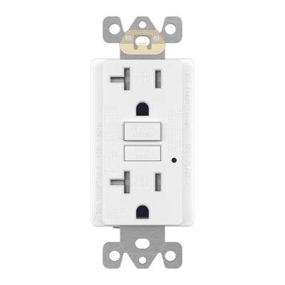 20A GFCI Tamper Weather-Resistant Outlet, Self Testing, Self Grounding with LED Indicator Light