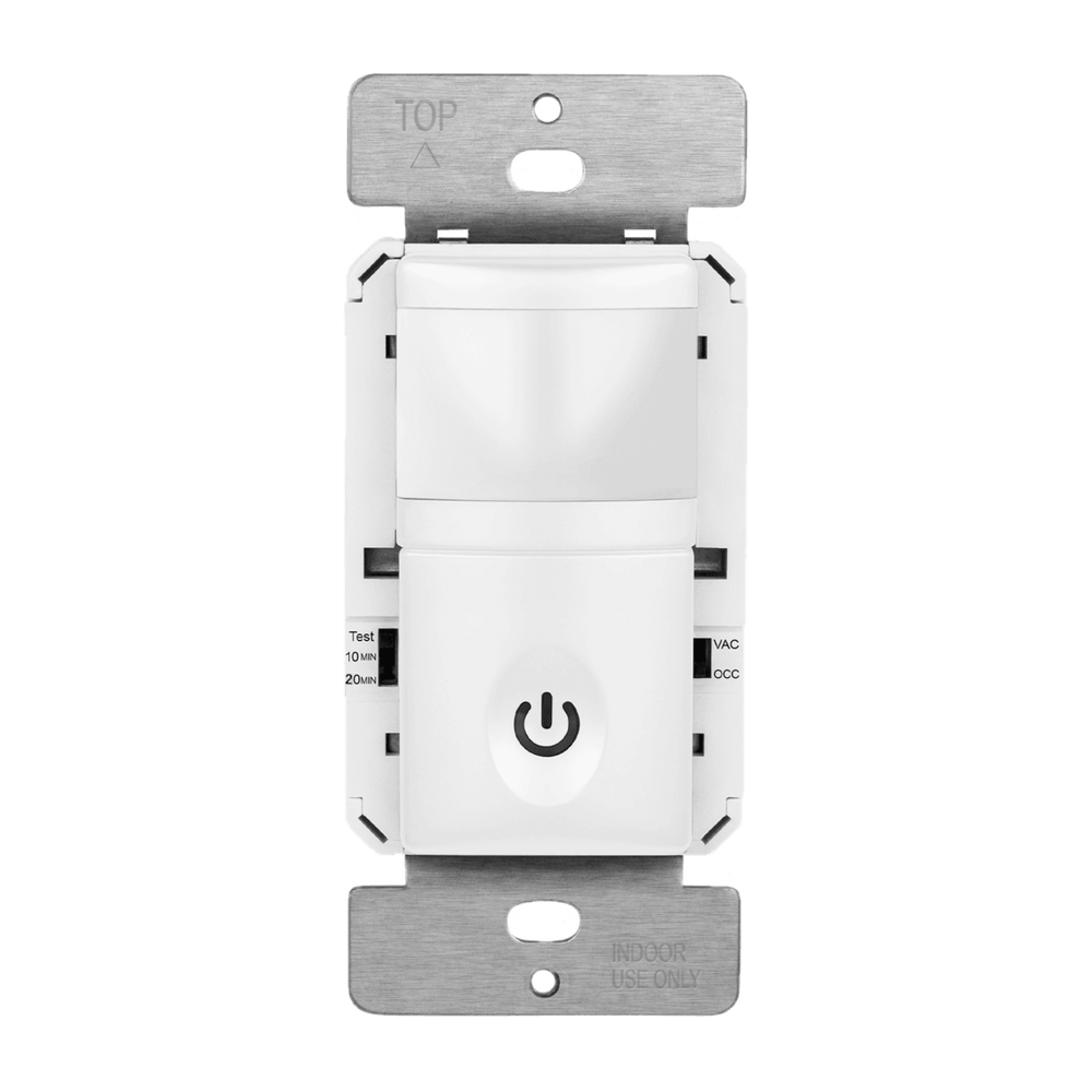 180° PIR Occupancy/Vacancy Motion Sensor Wall Switch, Secured Ground Wire Required, Single Pole