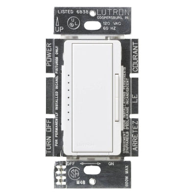Lutron Maestro Dimmer, 1000W Incandescent/Halogen Only, Single Pole/Multi-Location, 120V, MA-1000-WH, White