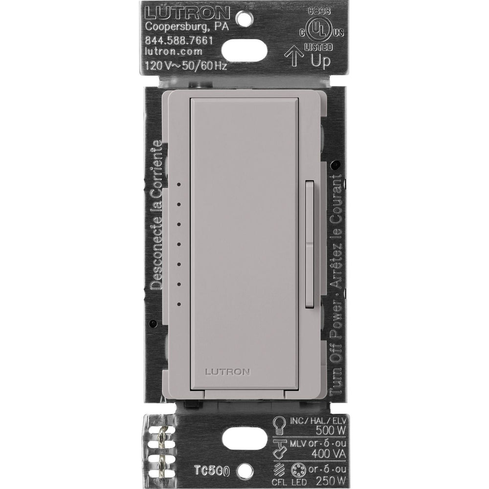 Lutron Maestro Dimmer Switch - LED+ Pro Max, 250W LED/ 500W ELV/ 400VA MLV, Neutral Optional, Single Pole/Multi Location, 120V, MA-PRO-GR, Gray
