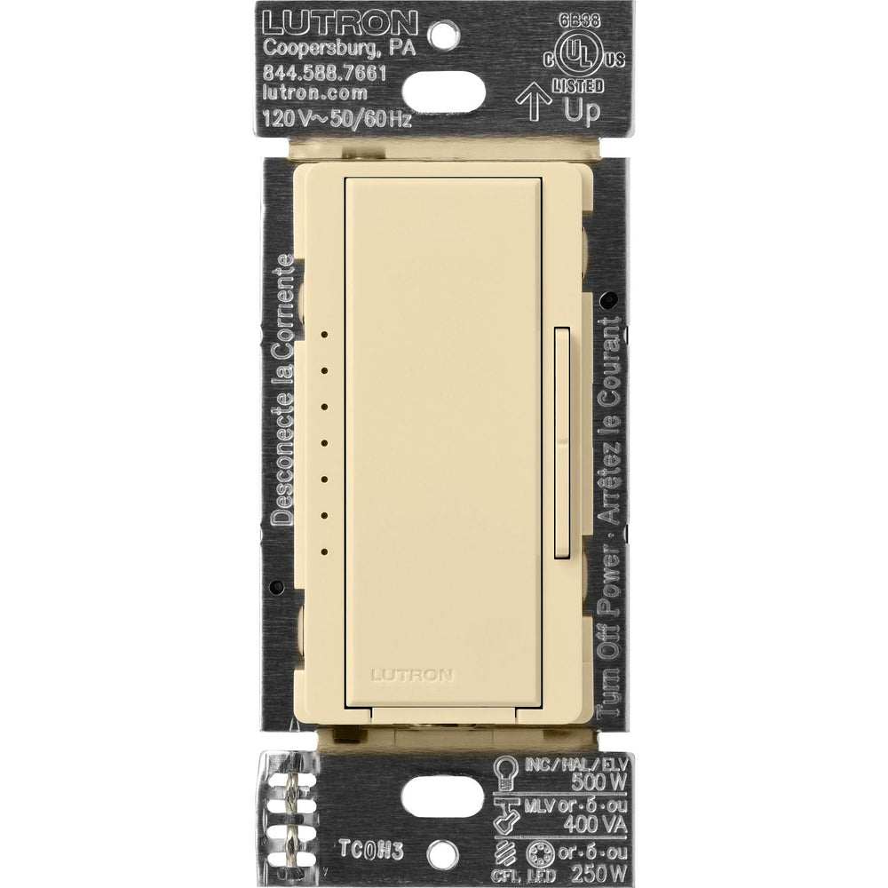 Lutron Maestro Dimmer Switch - LED+ Pro Max, 250W LED/ 500W ELV/ 400VA MLV, Neutral Optional, Single Pole/Multi Location, 120V, MA-PRO-IV, Ivory