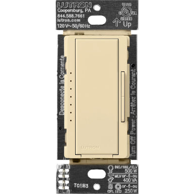 Lutron Maestro Dimmer Switch - LED+ Pro Max, 250W LED/ 500W ELV/ 400VA MLV, Neutral Optional, Single Pole/Multi Location, 120V, MA-PRO-IV, Ivory