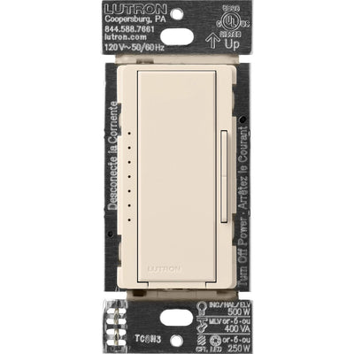 Lutron Maestro Dimmer Switch - LED+ Pro Max, 250W LED/ 500W ELV/ 400VA MLV, Neutral Optional, Single Pole/Multi Location, 120V, MA-PRO-LA, Light Almond