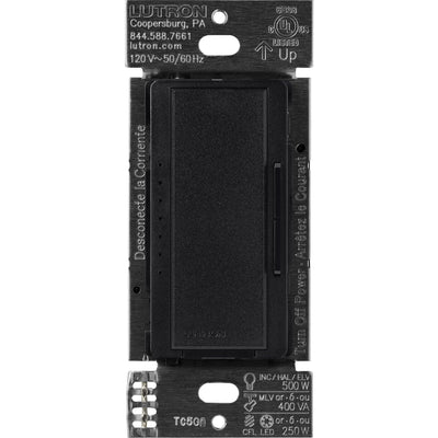 Lutron Maestro Dimmer Switch - LED+ Pro Max, 250W LED/ 500W ELV/ 400VA MLV, Neutral Optional, Single Pole/Multi Location, 120V, MA-PRO-MN, Midnight