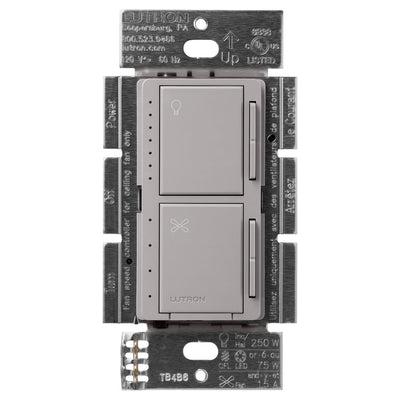 Lutron Maestro Dual LED+ Dimmer and 4-Speed Fan Control, No Neutral Required, 1.5A Fan, 75W LED Light, 120V, Single Pole, MACL-LFQ-GR, Gray