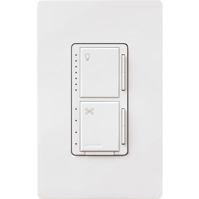 Lutron Maestro Dual LED+ Dimmer and 4-Speed Fan Control, No Neutral Required, 1.5A Fan, 75W LED Light, 120V, Single Pole, MACL-LFQ-WH, White