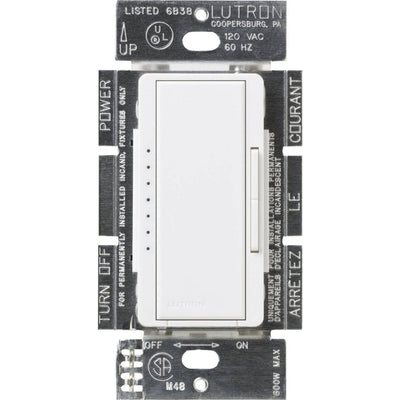 Lutron Maestro Dimmer, 1000W Incandescent/Halogen Only, Single Pole/Multi-Location, 120V, MSC-1000M-SW, Snow White