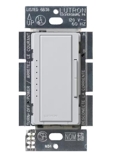 Lutron Maestro ELV Dimmer Switch, 600W, Single-Pole/Multi-Location, Neutral Required, 120V, MSCELV-600M-PD, Palladium