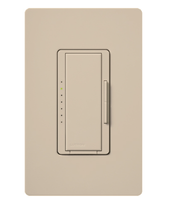 Lutron Maestro MLV Dimmer Switch, 800W (1000VA), Single-Pole/Multi-Location, No Neutral Required, 120V, MSCLV-1000M-TP, Taupe