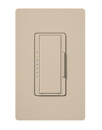 Lutron Maestro MLV Dimmer Switch, 450W (600VA), Single-Pole/Multi-Location, No Neutral Required, 120V, MSCLV-600M-TP, Taupe
