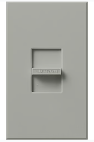 Lutron Nova Wall Plate Kit, Single-Gang, Fits 1 Small Nova/Nova T Control, No Fins Broken, Matte Finish, N-S-NFB-GR, Gray