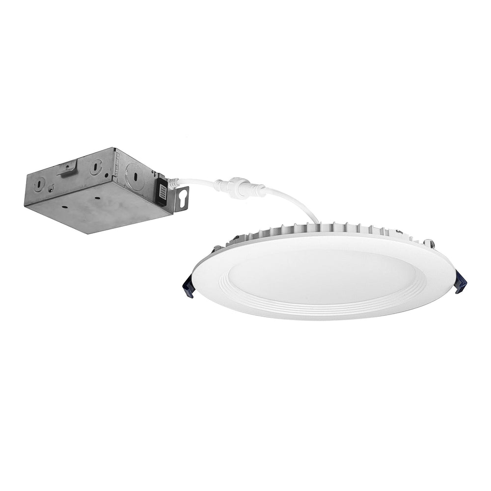 6" Contractor Series Can-less LED Wafer Downlight with Regressed Baffle, Selectable CCT, White (12-Pack)