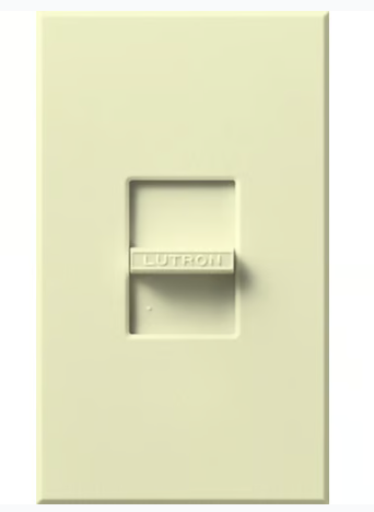 Lutron Nova 3-Wire Dimmer Switch for Ballasts/LED Drivers 16A, Single-Pole, 120V, Small Control, Wall Plate Included, NF-10-AL, Almond