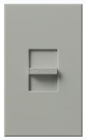 Lutron Nova 3-Wire Dimmer Switch for Ballasts/LED Drivers 16A, Single-Pole, 120V, Small Control, Wall Plate Included, NF-10-GR, Gray
