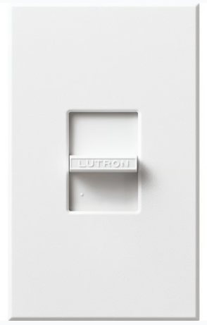 Lutron Nova 3-Wire Dimmer Switch for Ballasts/LED Drivers 16A, Single-Pole, 120V, Small Control, Wall Plate Included, NF-10-WH, White