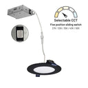 4" FLAT Non-Metallic Can-less LED Downlight, Selectable CCT, 700lm / 10W, Black finish