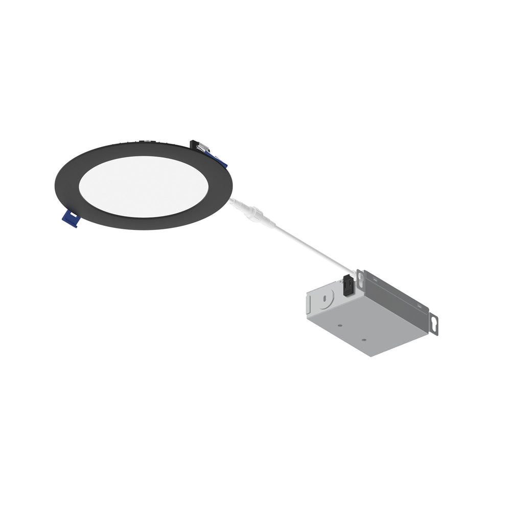 6" FLAT Non-Metallic Can-less LED Downlight, Selectable CCT, 1050lm / 13.5W, Black finish