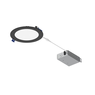 6" FLAT Non-Metallic Can-less LED Downlight, Selectable CCT, 1050lm / 13.5W, Black finish
