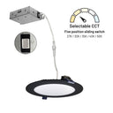 6" FLAT Non-Metallic Can-less LED Downlight, Selectable CCT, 1050lm / 13.5W, Black finish