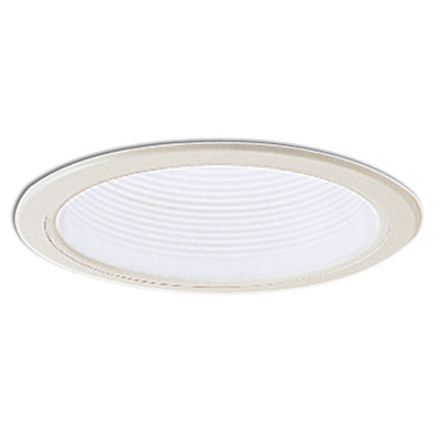 6" Adjustable Stepped Baffle Trim w/ Plastic Ring, White/White