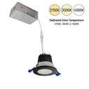 2" M2 Round LED Lensed Downlight, 400lm / 6W, 2700K, 120V, Matte Black