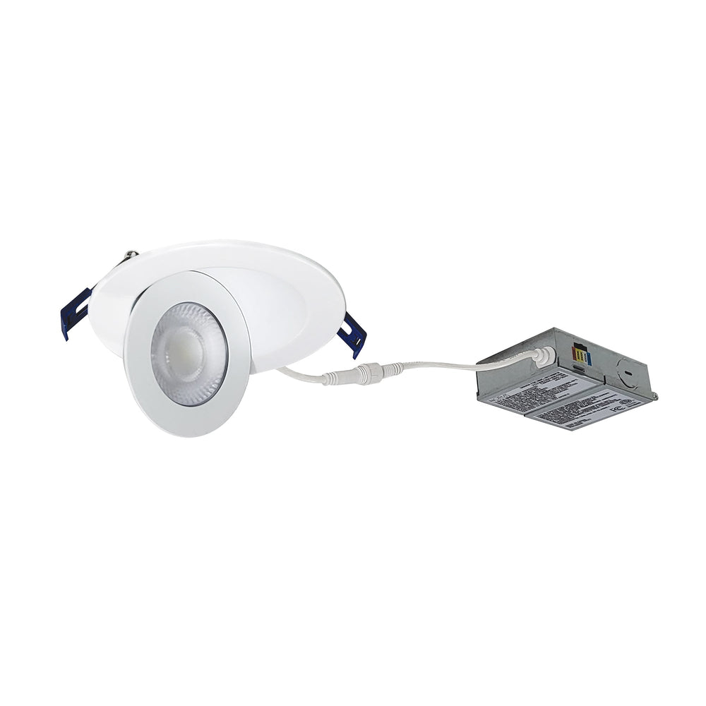 4" M-Curve Can-less Adjustable LED Downlight, Selectable CCT, 900lm / 9W, Matte Powder White finish
