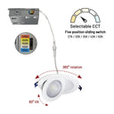 6" M-Curve Can-less Adjustable LED Downlight, Selectable CCT, 1300lm / 13W, Matte Powder White finish