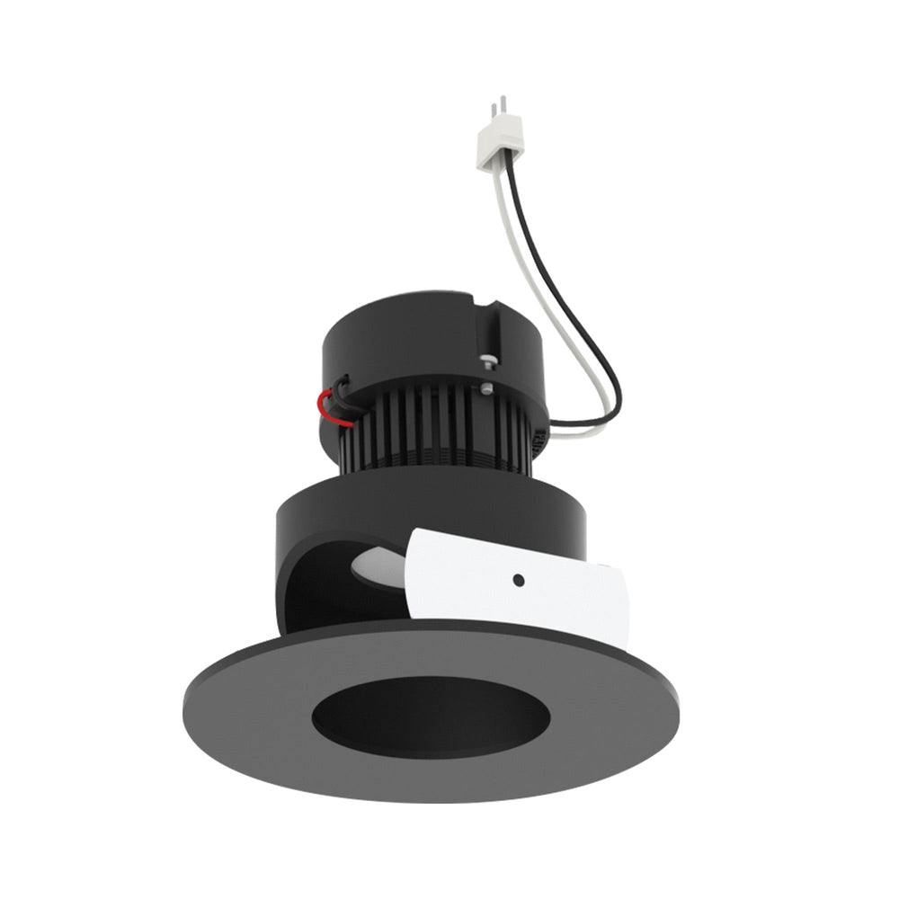 4" Pearl 12V LED Round Adjustable Pinhole Retrofit, 950lm / 10W, 2700K, Black Pinhole / Black Flange
