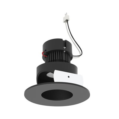 4" Pearl 12V LED Round Adjustable Pinhole Retrofit, 950lm / 10W, 2700K, Black Pinhole / Black Flange