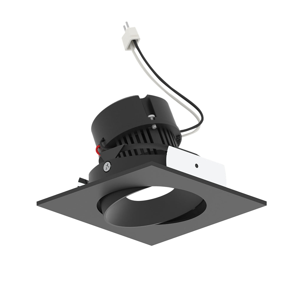 4" Pearl 12V LED Square Adjustable Cone Retrofit, 1250lm / 10W, 2700K, Black Reflector / Black Flange