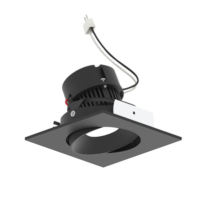 4" Pearl 12V LED Square Adjustable Cone Retrofit, 1250lm / 10W, 2700K, Black Reflector / Black Flange