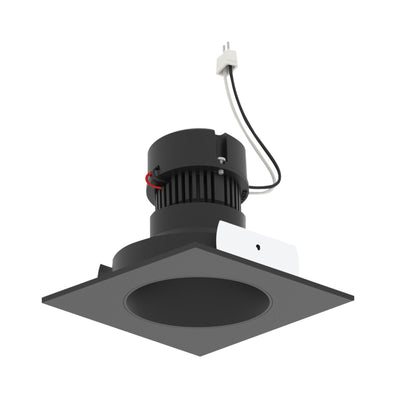 4" Pearl 12V LED Square Retrofit Reflector with Round Aperture, 1150lm / 10W, 2700K, Black Reflector / Black Flange