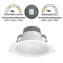 8" Quartz Round LED Can-less Downlight with Selectable Lumens & CCT, White Finish