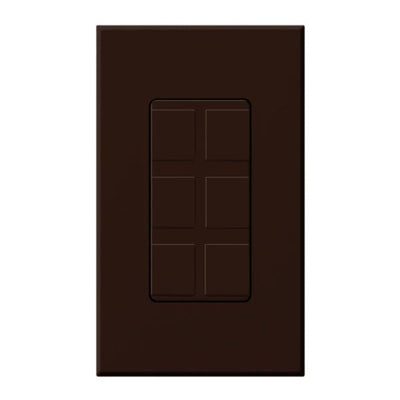 Lutron Nova T, 6-Port Frame, Field Customizable, Fits Architectural-Style Wall Plates, Wall Plate Included, NT-6PF-BR, Brown