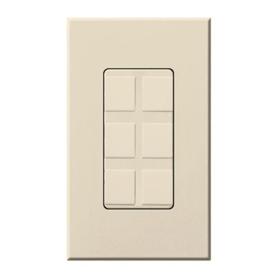 Lutron Nova T, 6-Port Frame, Field Customizable, Fits Architectural-Style Wall Plates, Wall Plate Included, NT-6PF-LA, Light Almond